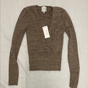 Pink Rose Gold and Brown Sparkling V-Neck Sweater